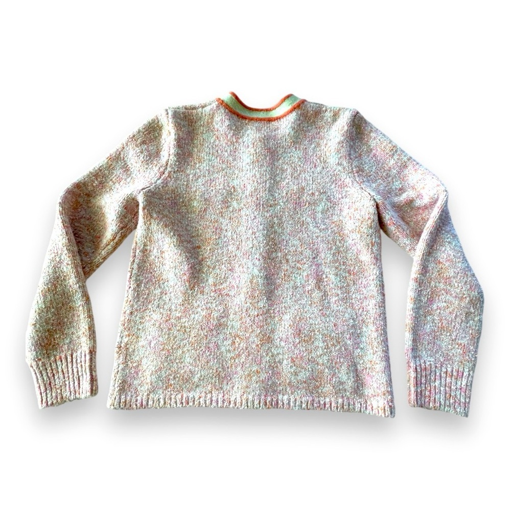 J. Crew Pink Bouclé Cardigan with Cream & Peach Trim - Picture 4 of 10